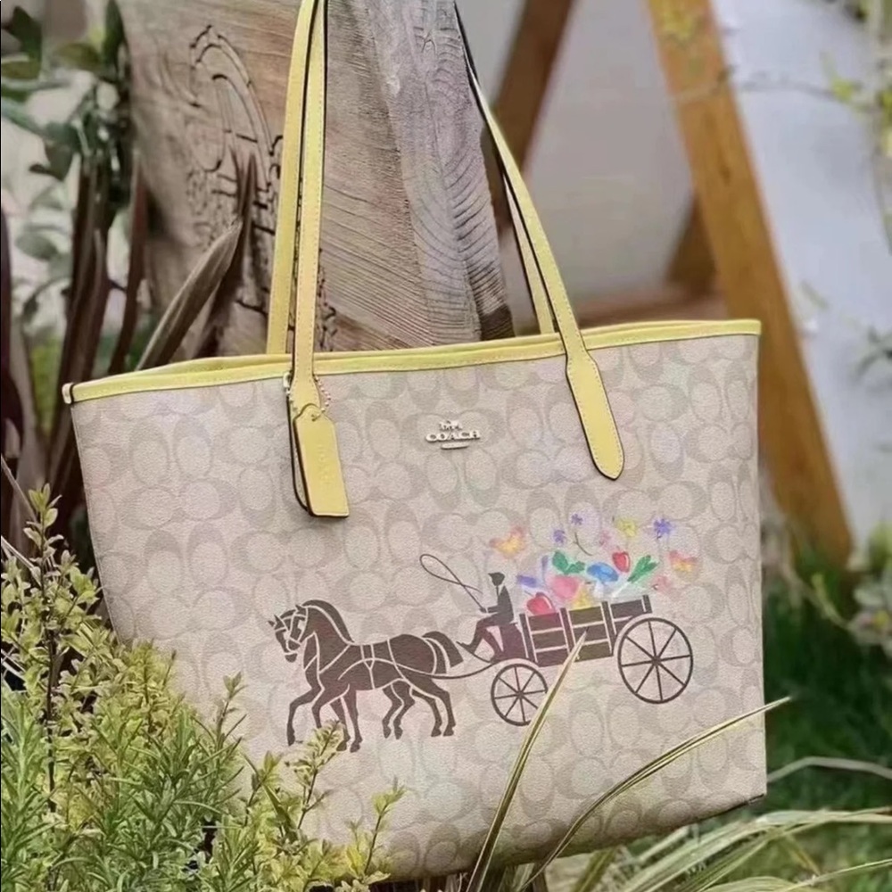 COACH City Tote In Signature Canvas With Horse And Carriage